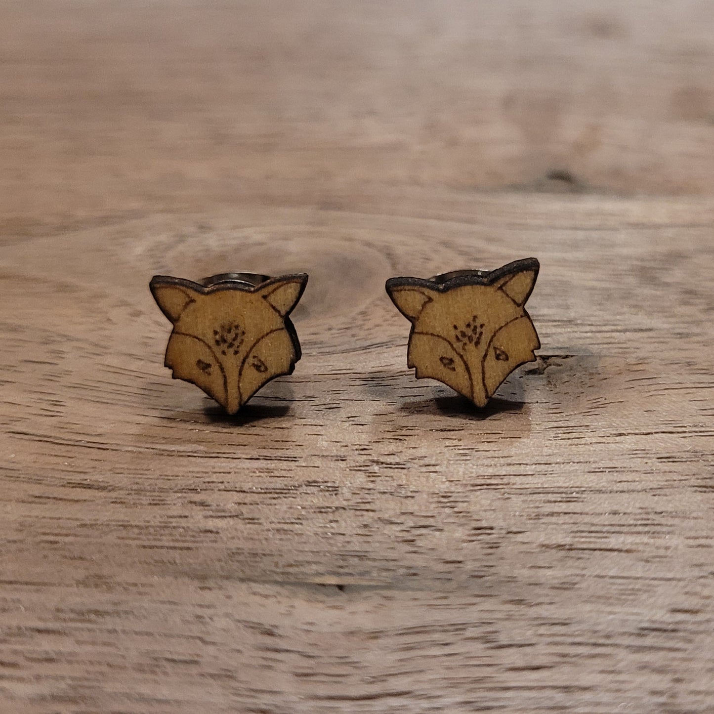 Wooden Fox Earrings & Wooden Dog Earrings