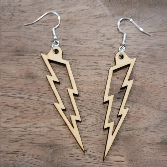 Wooden Lightning Bolt Earrings